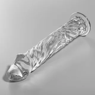 Gode verre borosilicate transparent texturé spiral, coloris Transparent, autre vue 3