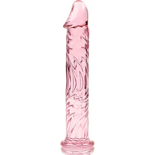 Gode verre borosilicate transparent texturé spiral, coloris Rose