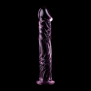 Gode verre borosilicate transparent texturé spiral, coloris Rose, autre vue 2