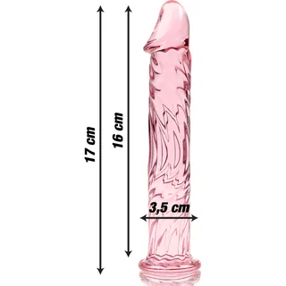 Gode verre borosilicate transparent texturé spiral, coloris Rose, autre vue 4