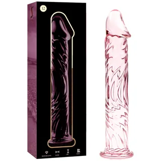 Gode verre borosilicate transparent texturé spiral, coloris Rose, autre vue 6