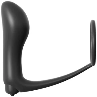 Plug anal silicone noir avec anneau pénien intégré, autre vue 3