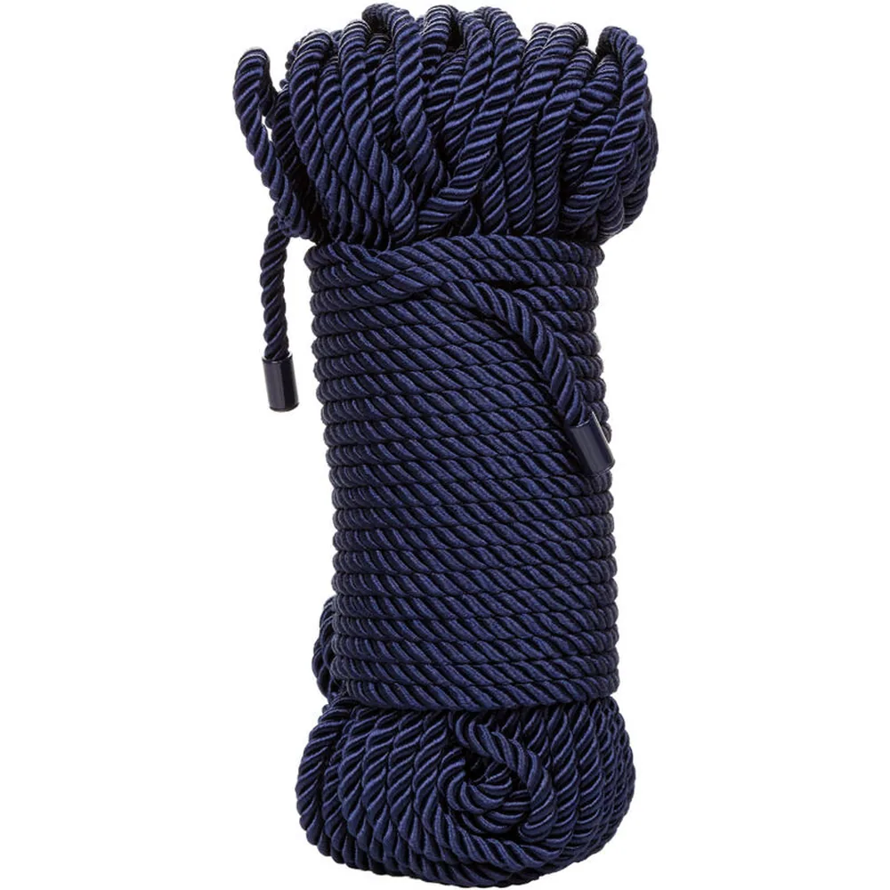 Emballage bleu marine de la corde Admiral affichant une bobine de corde tressée noire et bleu marine, 30 mètres, avec logo d'ancre blanc