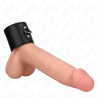 Anneau Pénis Cuir Fermeture Kink - détail de la texture - Noir
