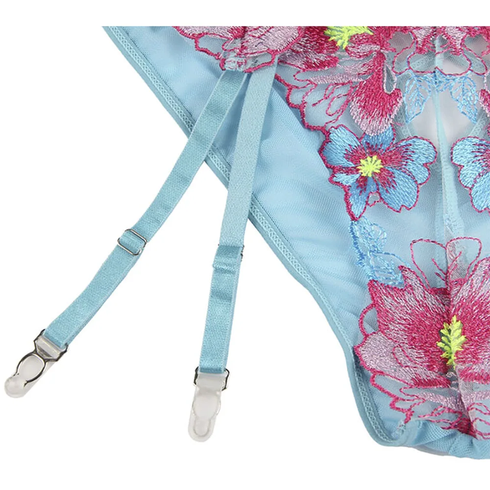 Soutien-gorge Culotte Porte-jarretelles Motif Floral
