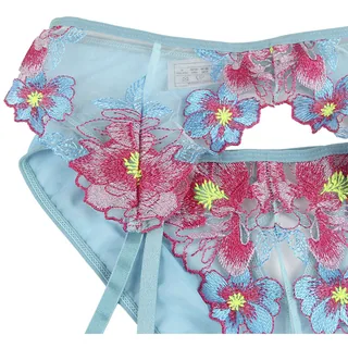 Soutien-gorge Culotte Porte-jarretelles motif floral Subblime - avec son échelle de taille