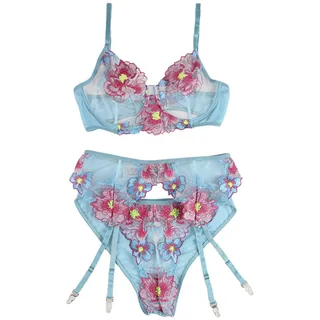 Soutien-gorge Culotte Porte-jarretelles motif floral Subblime - vue de profil