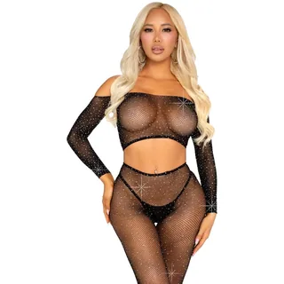 Crop Top Legging Résille avec strass Leg Avenue - vue de dos