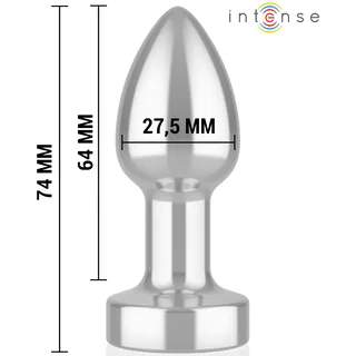 Plug anal métal argenté vibrant, format court 7,4 cm, coloris Gris