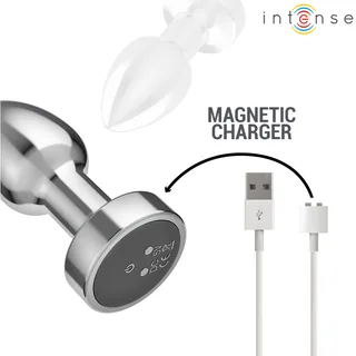 Plug anal métal argenté vibrant, format court 7,4 cm, coloris Gris, autre vue 7