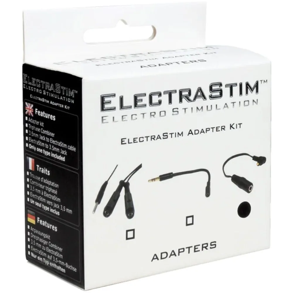 Câble électrostimulation noir avec connecteur jack mono à gauche et deux embouts femelles à droite, sur fond blanc