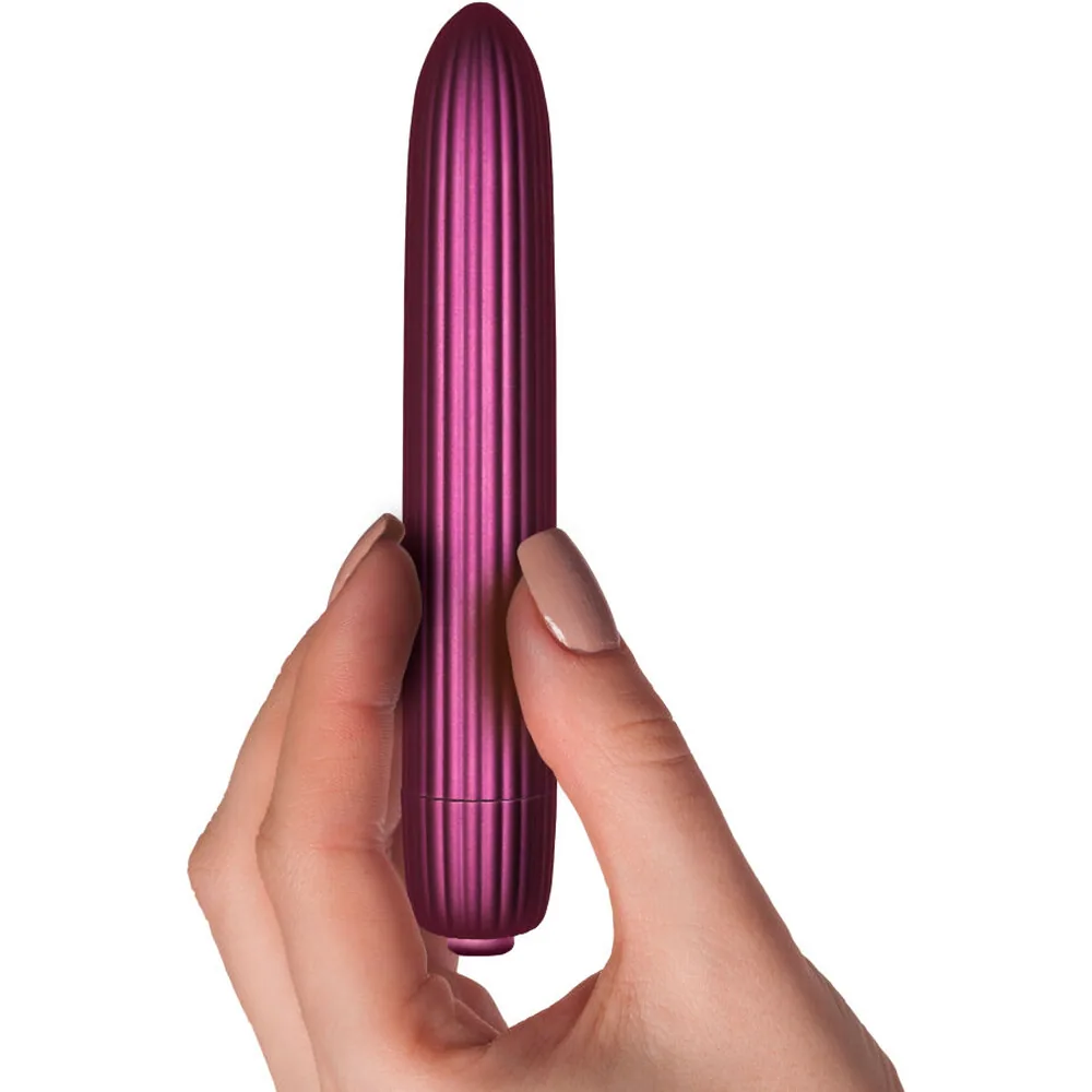 Vibrateur bullet silicone prune nervuré, autre vue 3