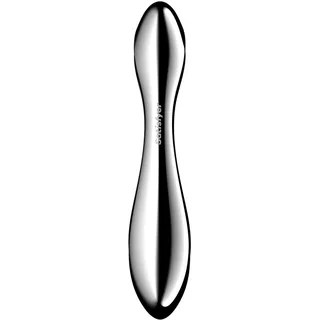 Gode Satisfyer Pure Gravity 2 en acier poli, vu de face