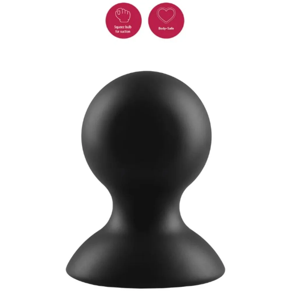 Deux paires de ventouses en silicone noir, montrant la forme bombée et l'intérieur creux de chaque ventouse sur fond blanc