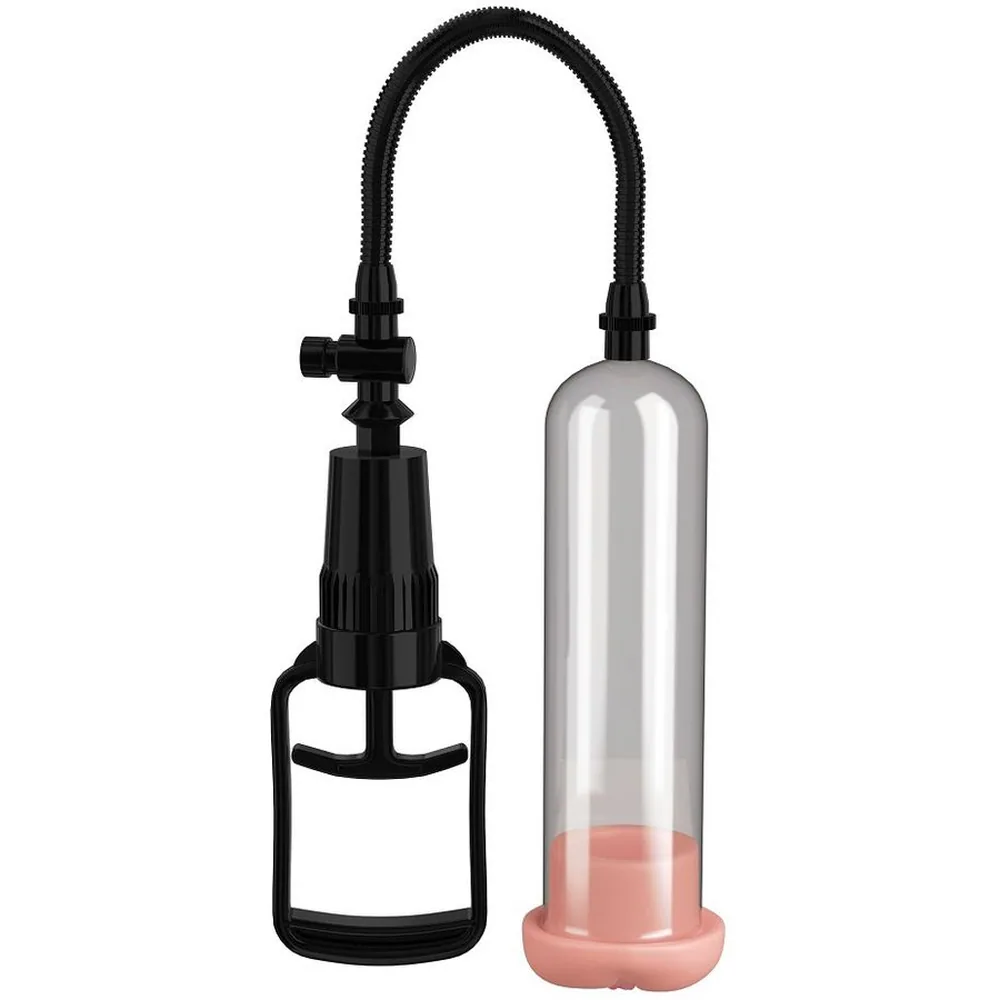 Emballage de pompe de vide Pipedream Pump Work avec cylindre transparent, insert vaginal rose et pompe manuelle noire avec gâchette